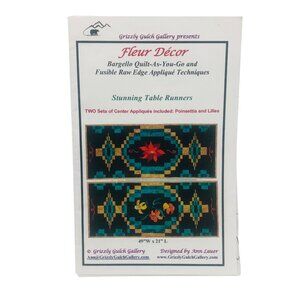 Grizzly Gulch Gallery FLEUR DECOR Table Runner Patterns Poinsettia Lilies Uncut